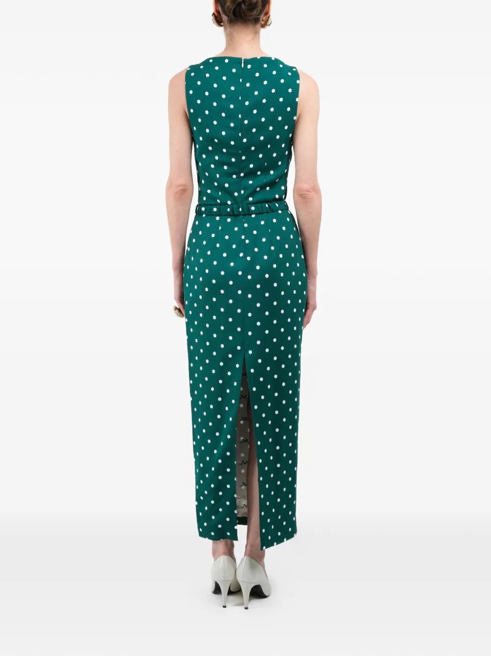 Polka-Dots Straight-Neckline Maxi Dress