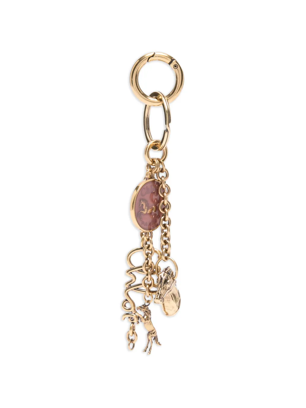 Chloé chain-detial horse keyring - Gold