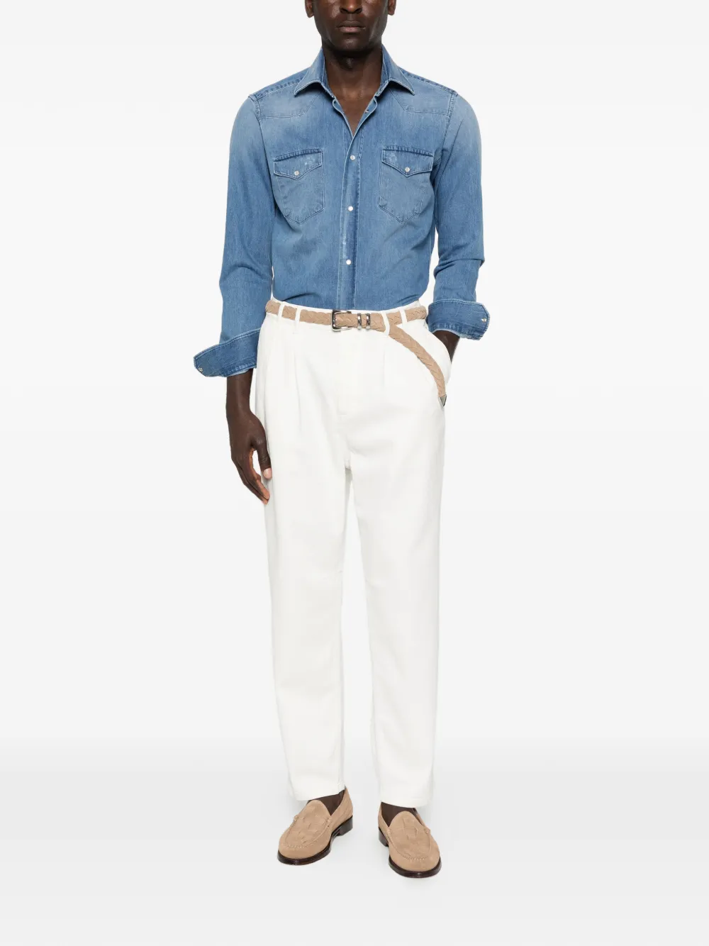 Sartorio Napoli Buttoned Denim Shirt - Blue 
