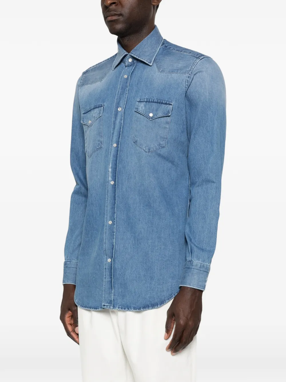  Sartorio Napoli Buttoned Denim Shirt - Blue 