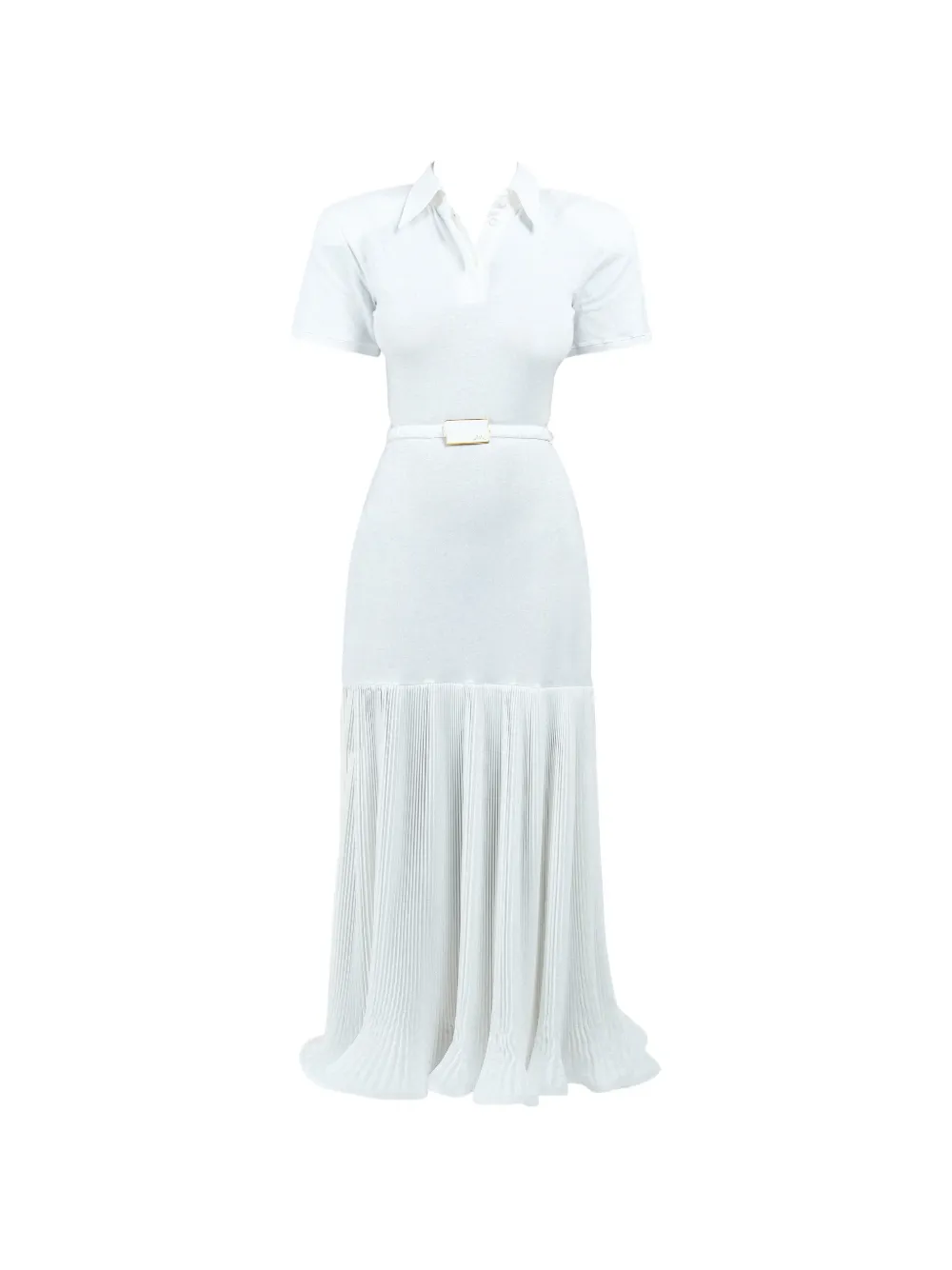 Rowen Rose pleated maxi polo dress - Bianco
