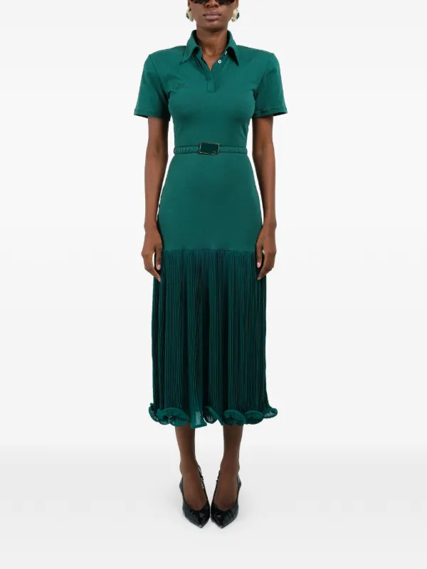 Rowen Rose Pleated Polo Dress | Green | FARFETCH