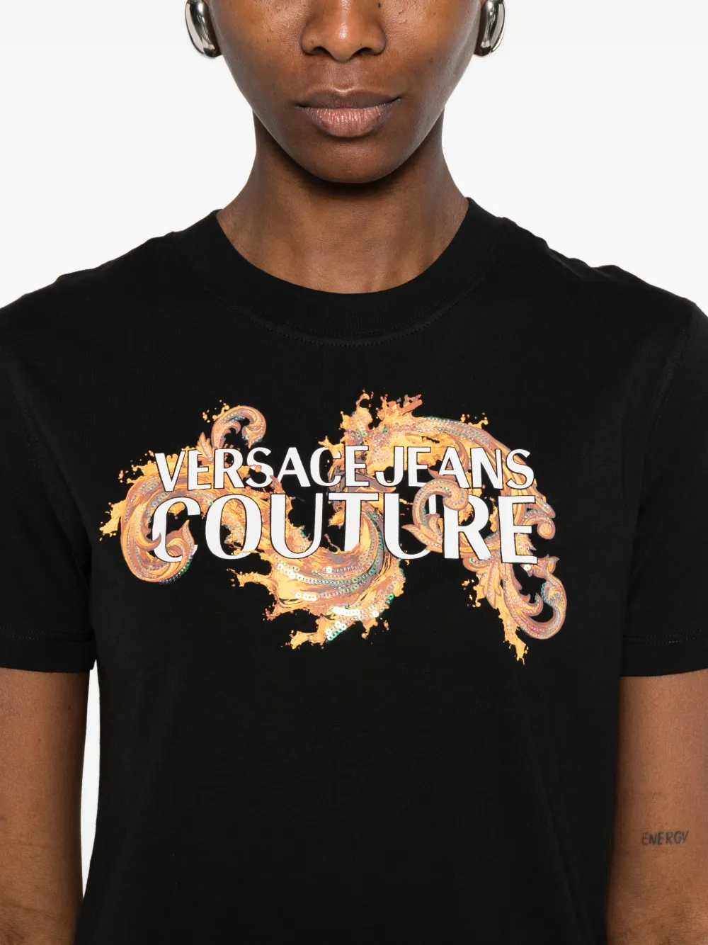 Versace Jeans Couture T-shirt met logoprint Zwart