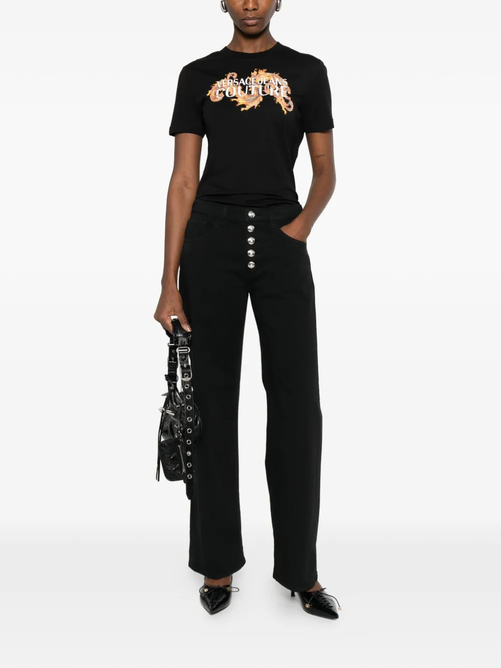Versace Jeans Couture T-shirt met logoprint Zwart
