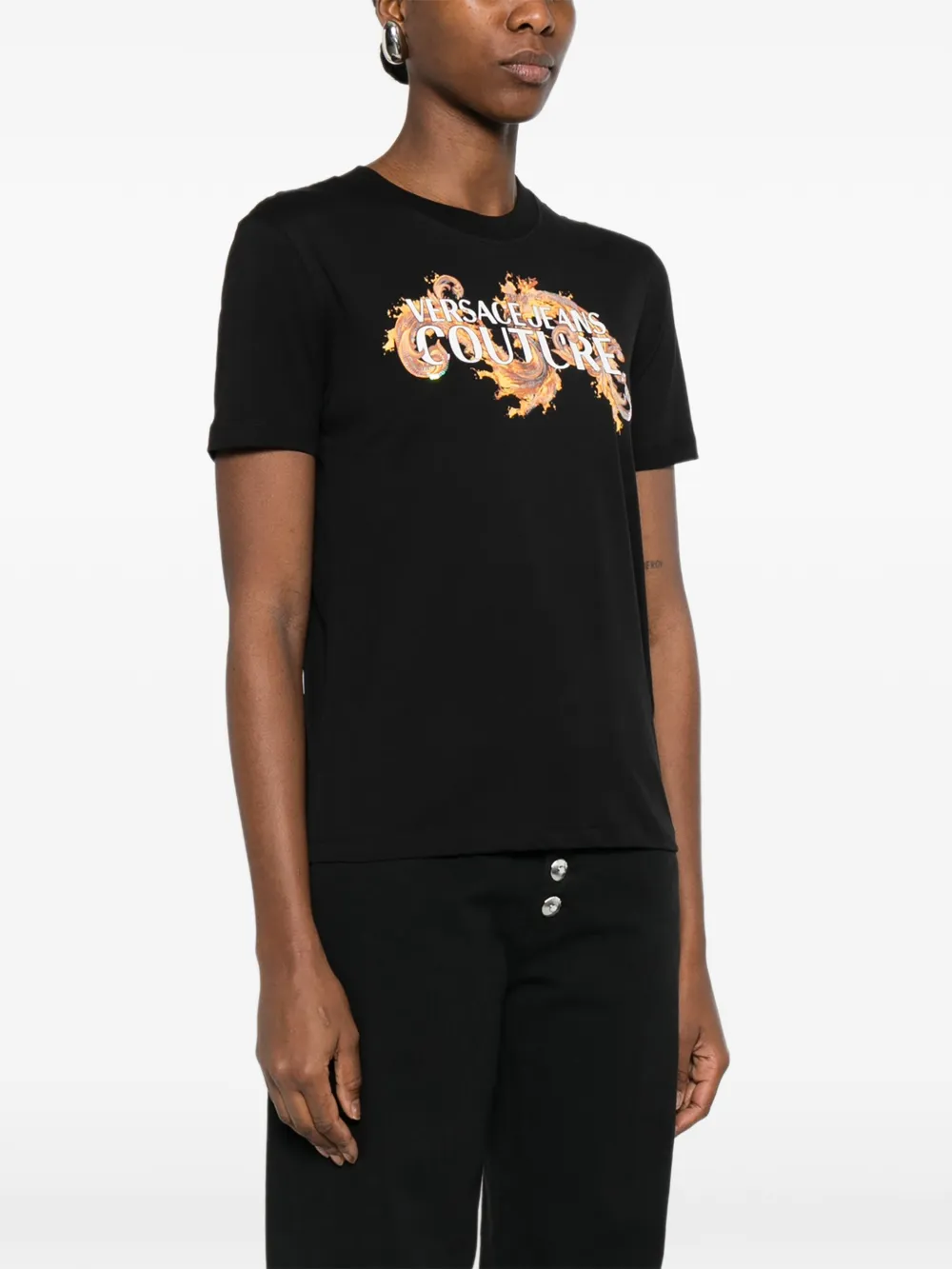 Versace Jeans Couture T-shirt met logoprint Zwart