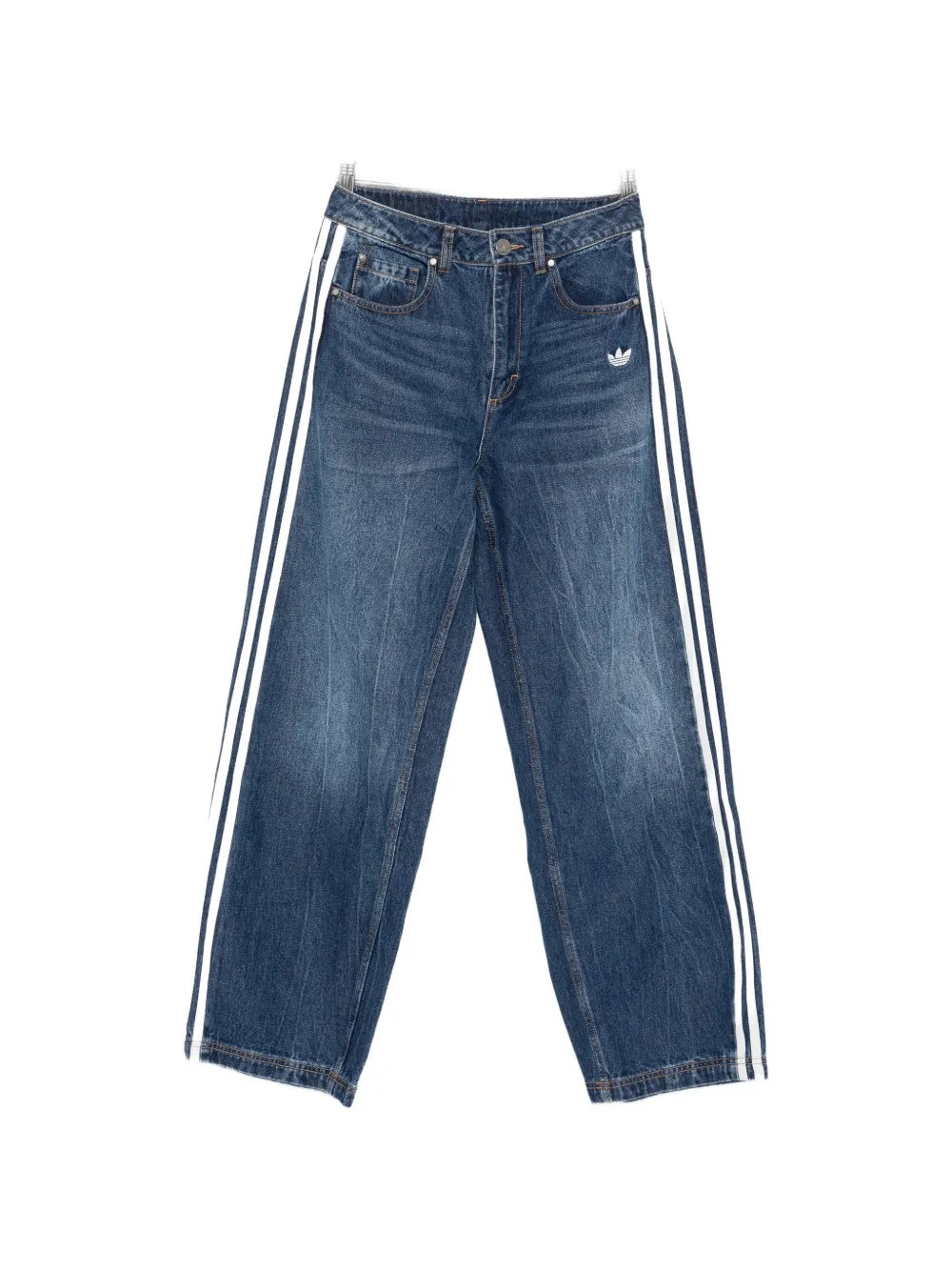 adidas side stripe denim trousers - Blu