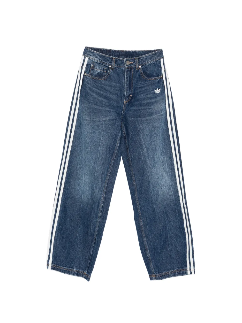 adidas side stripe denim trousers - Blu
