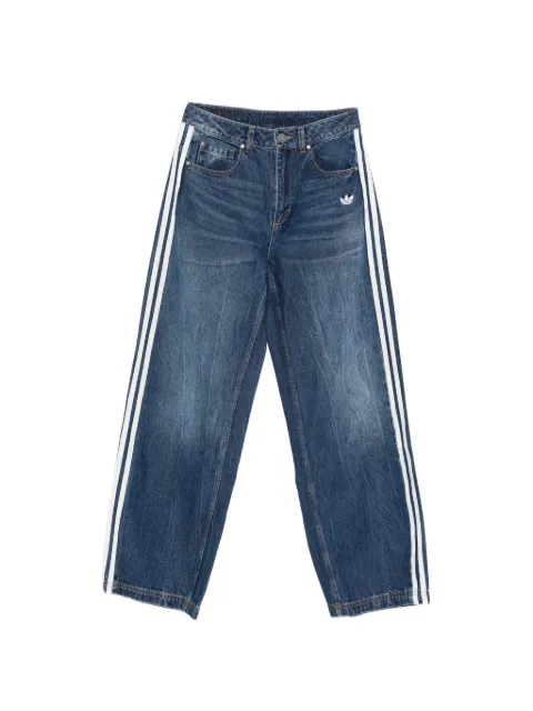 adidas side stripe denim trousers