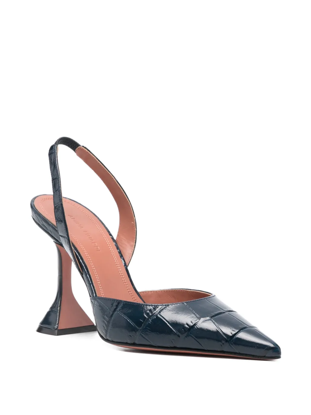Amina Muaddi Holli crocodile effect slingback pumps Blauw