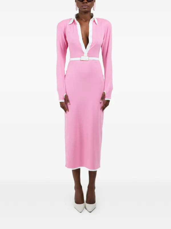 rowen rose pink dress Rowen Rose long-sleeves Maxi Polo Dress | Pink