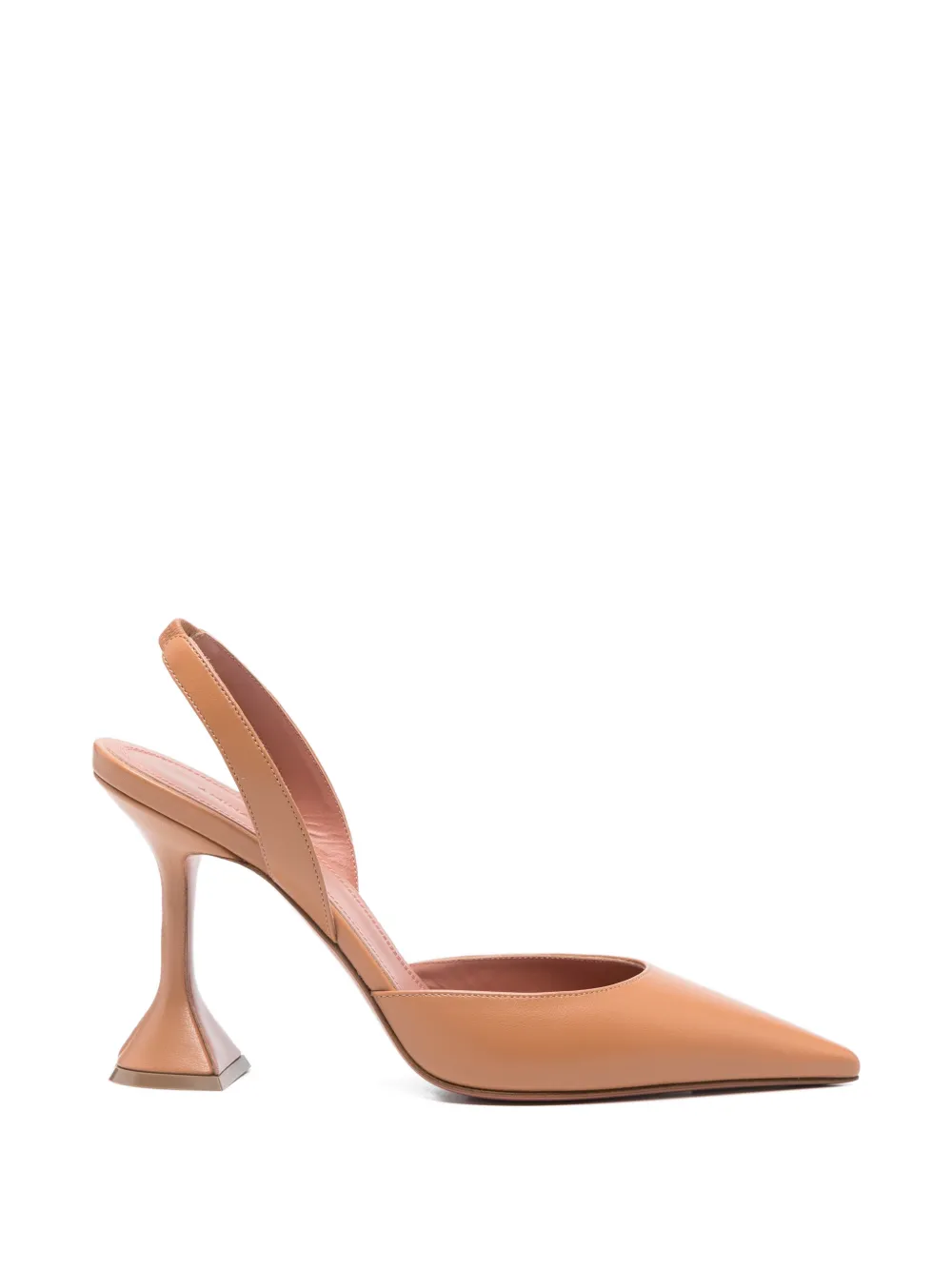 Amina Muaddi 95 mm Holli slingback pumps met puntige neus Beige