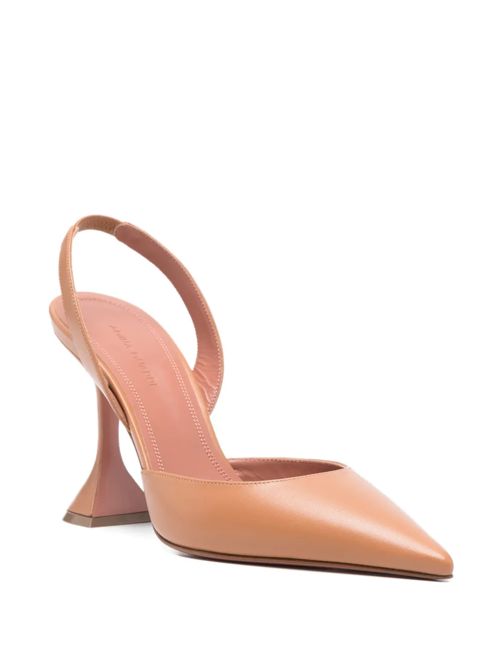 Amina Muaddi 95 mm Holli slingback pumps met puntige neus Beige