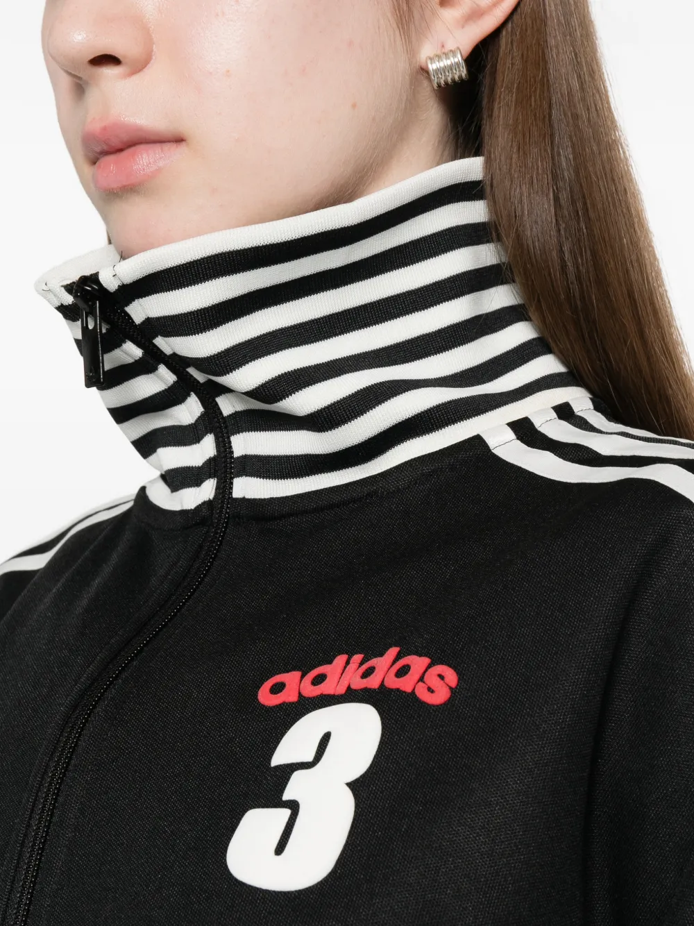 adidas Gestreepte top met rits Zwart