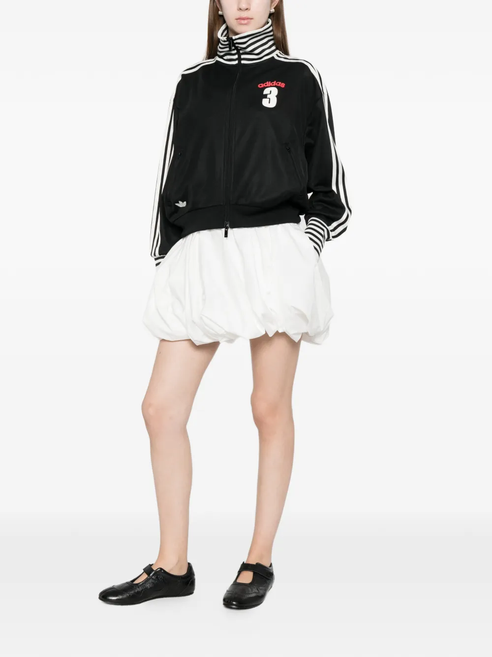 adidas Gestreepte top met rits Zwart