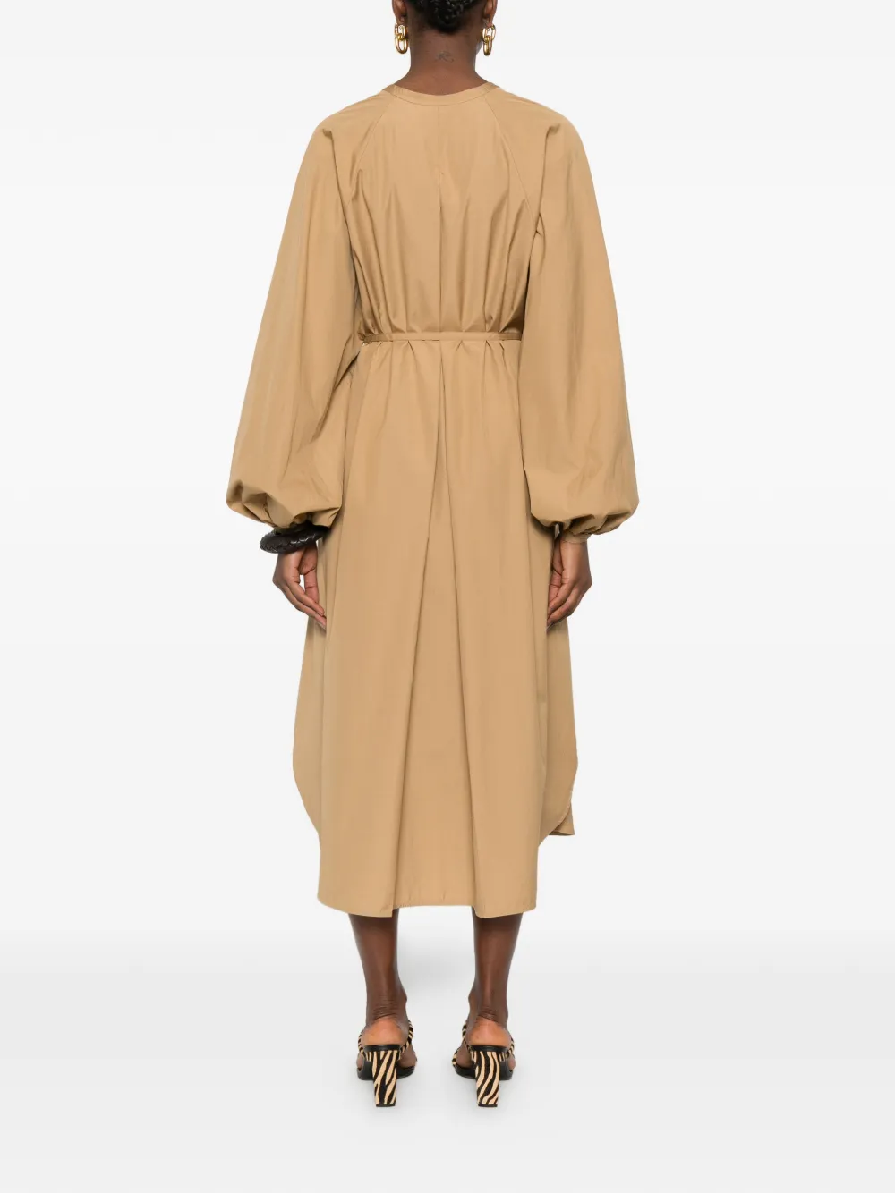 LouLou de Saison Midi-jurk met knoopsluiting en riem Beige