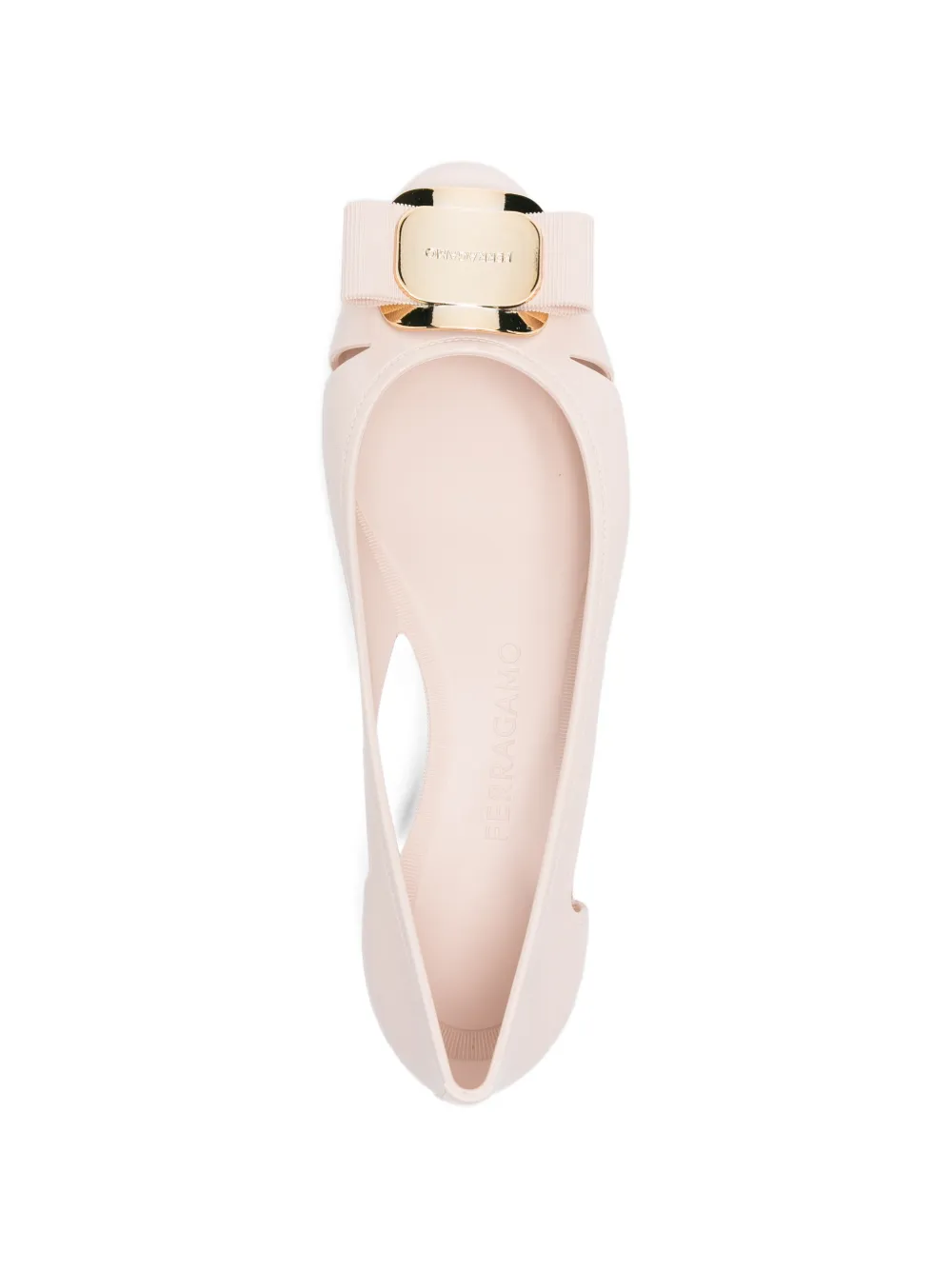 Ferragamo bow-detail flat pumps Roze