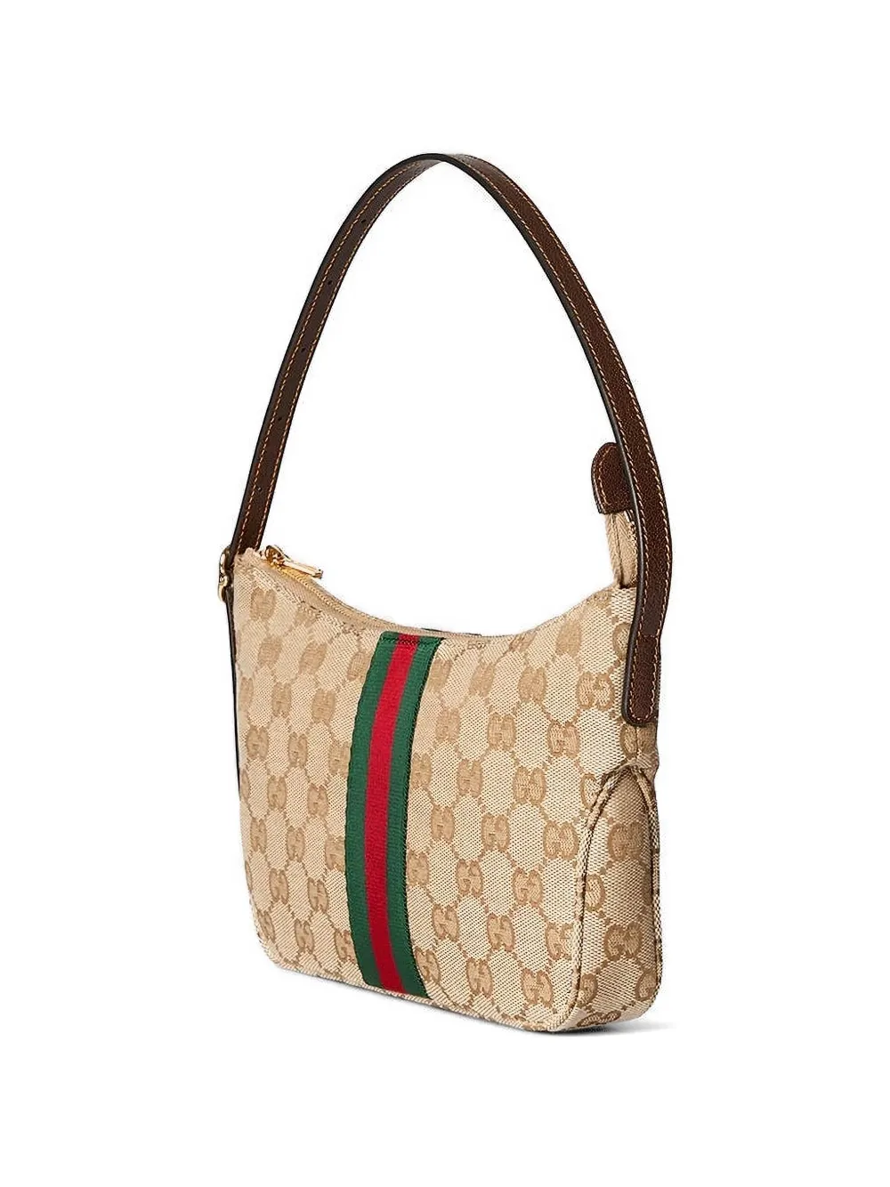 Gucci Kleine Lunetta crossbodytas met Web-streep en logopatroon Beige