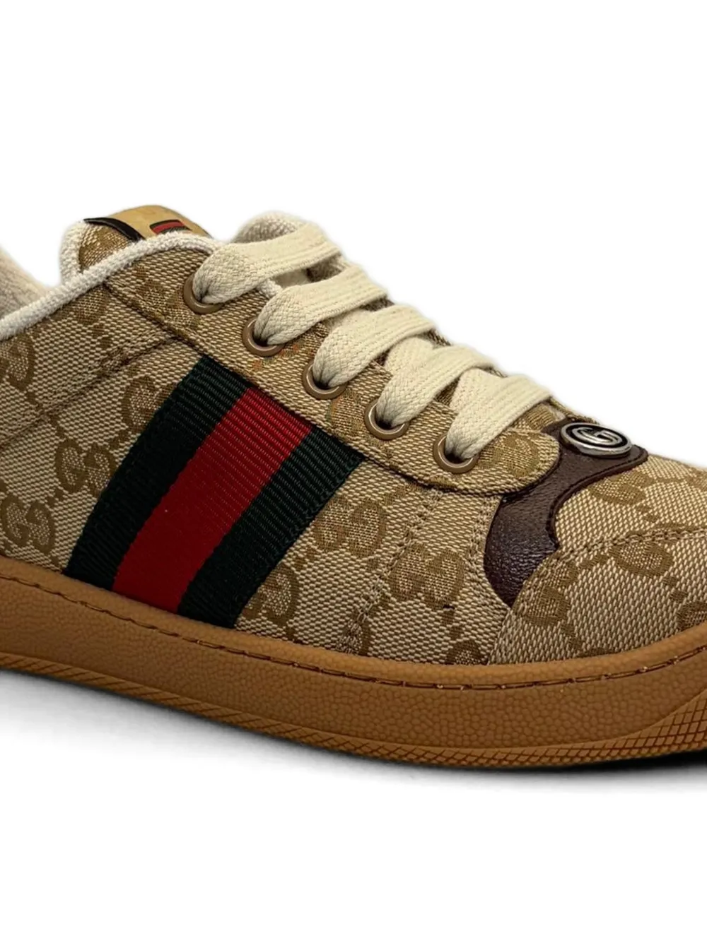 Gucci Screener sneakers met logopatroon en Web-streep Beige