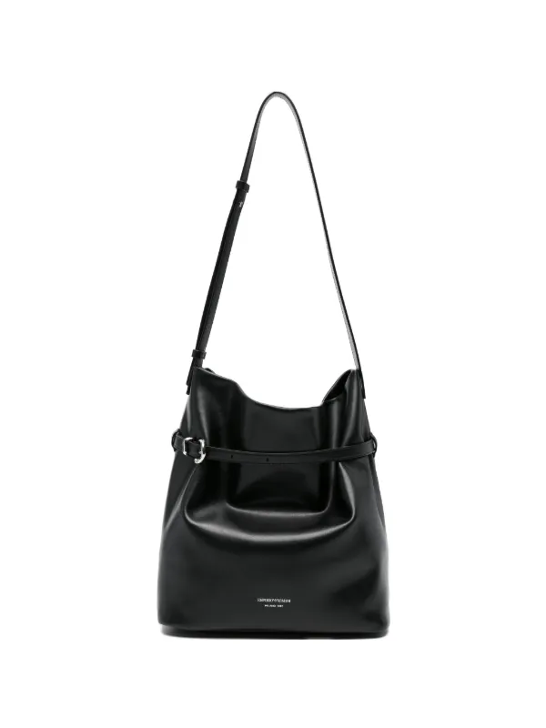 Emporio Armani Buckle Strap Bucket Bag in Black