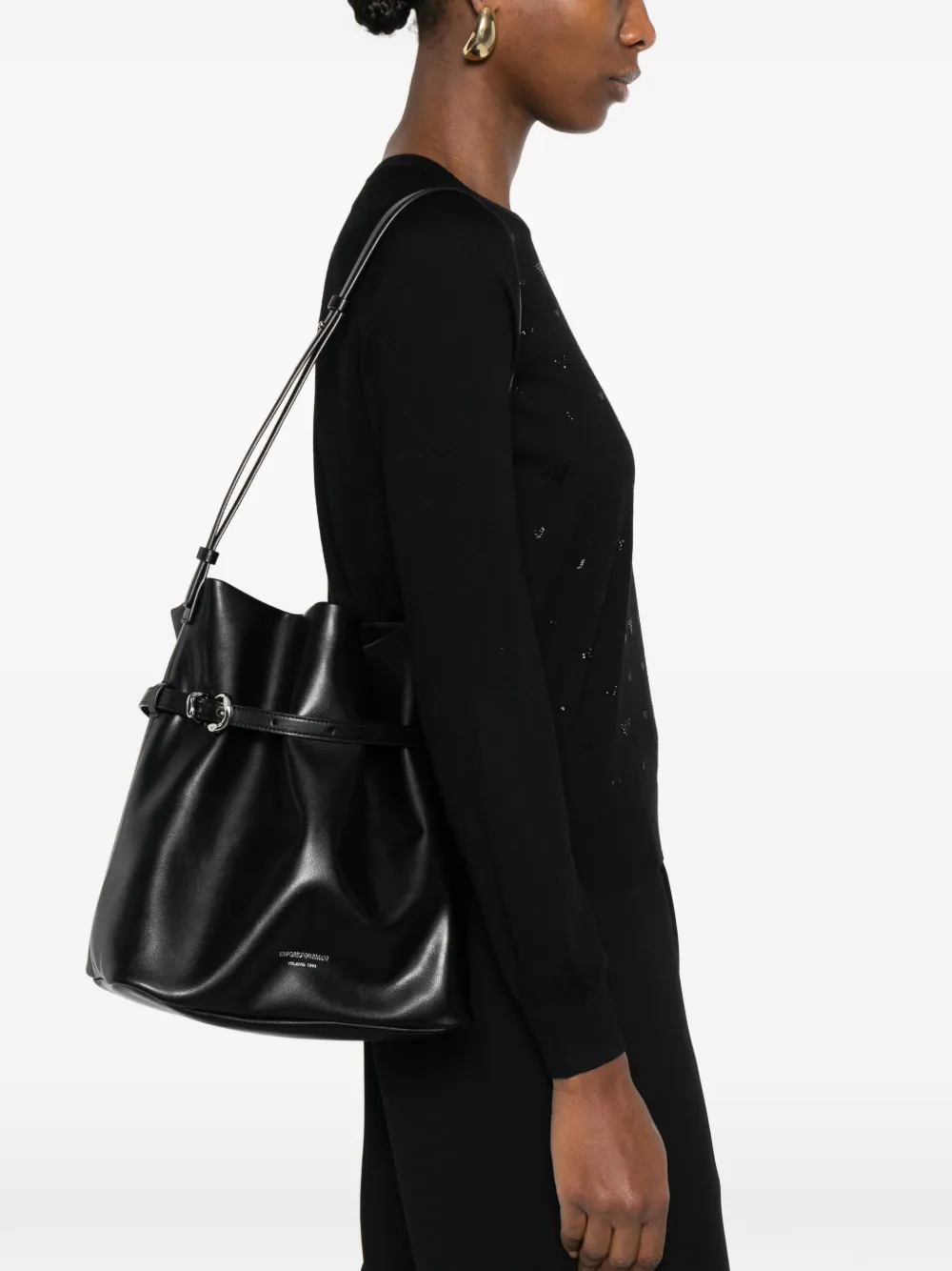 Emporio Armani Bucket-tas met gesp Zwart