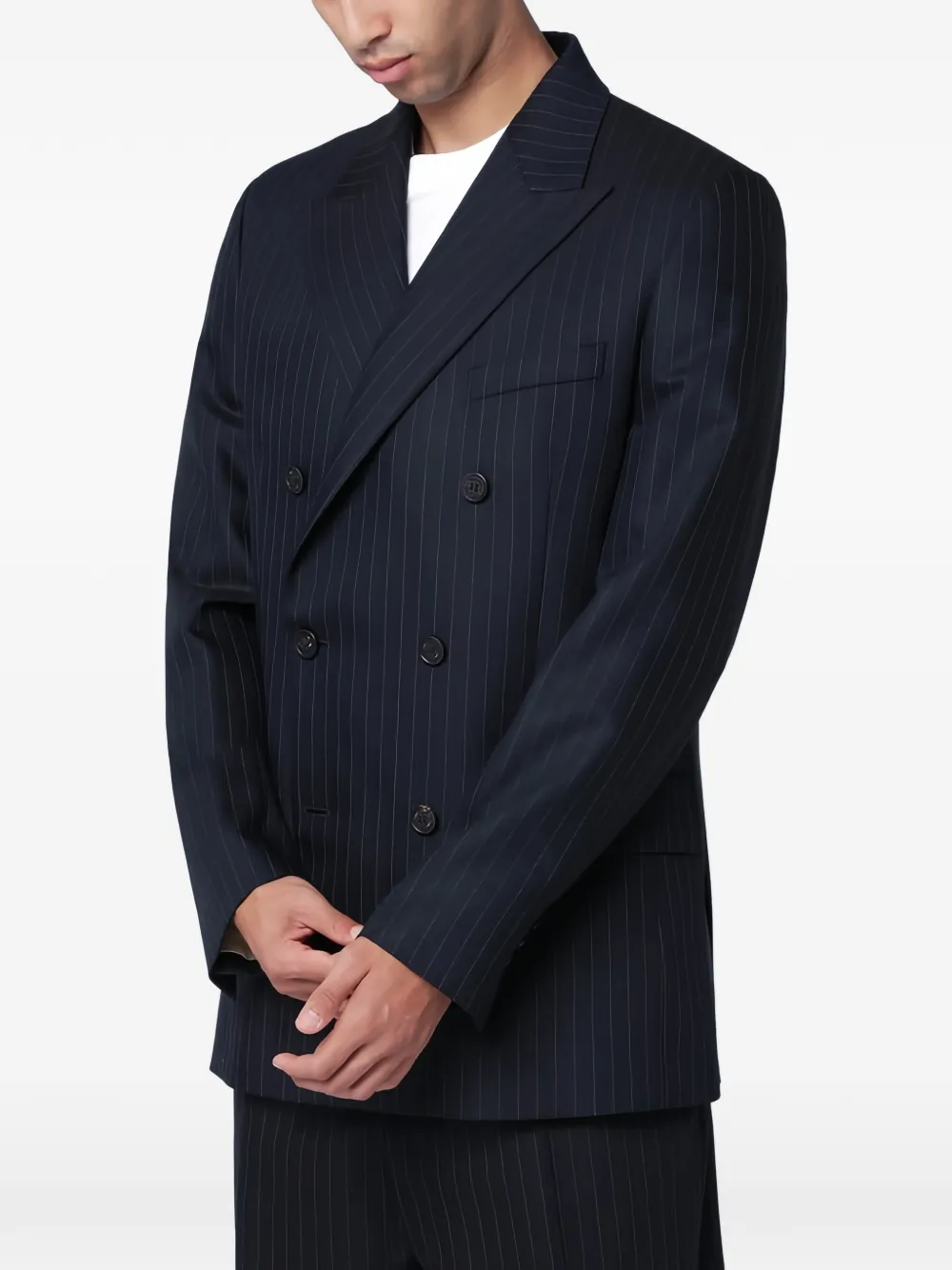 Golden Goose pinstripe double-breasted suit jacket - Blau