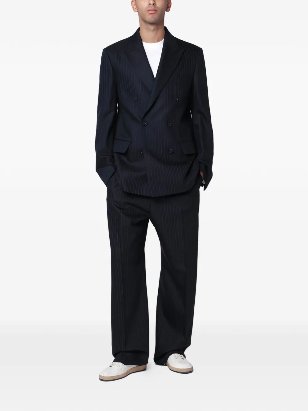  Golden Goose Pinstripe Double-breasted Suit Jacket - Blue 