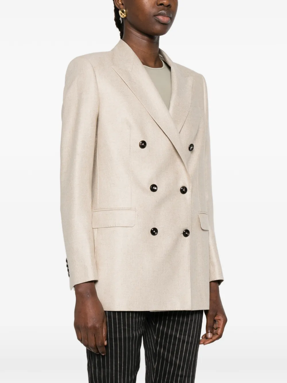 double-breasted flap-pocket blazer