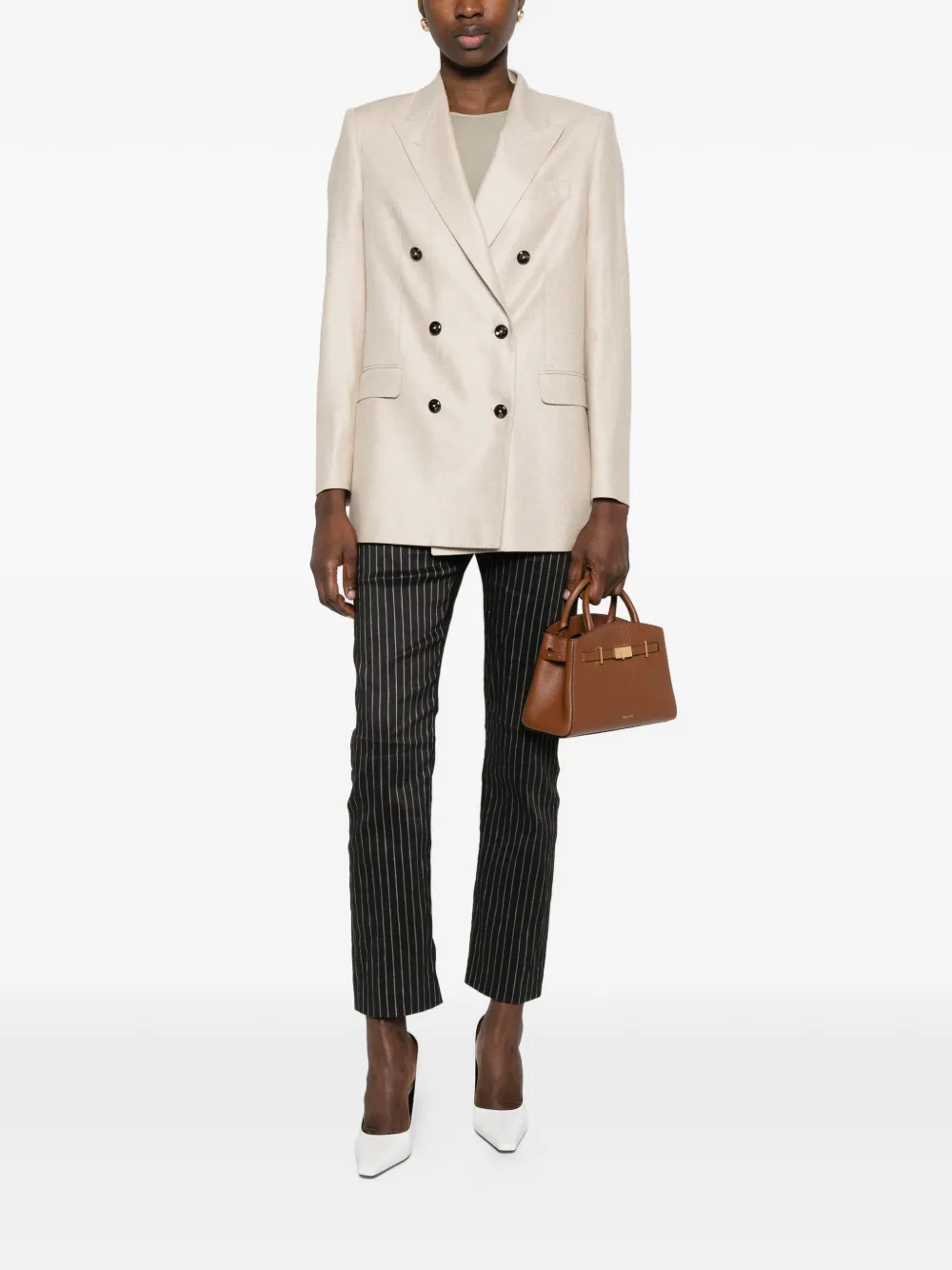 double-breasted flap-pocket blazer
