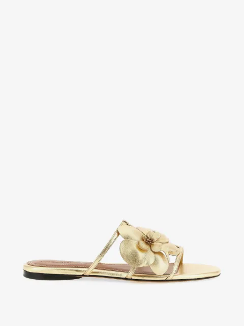ZIMMERMANN laminated leather floral slides