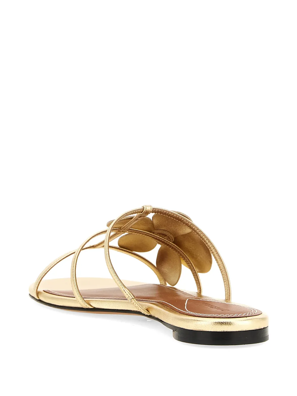  Zimmermann Laminated Leather Floral Slides - Gold 
