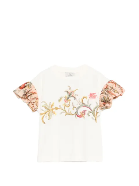 ETRO KIDS floral ruffled sleeve T-shirt