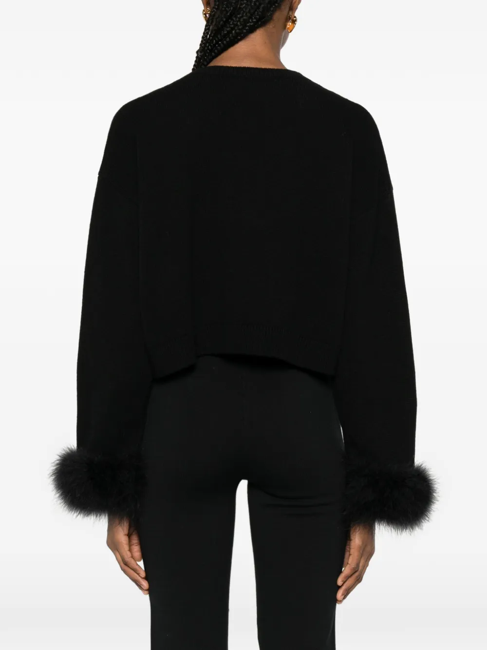fur-trim sweater