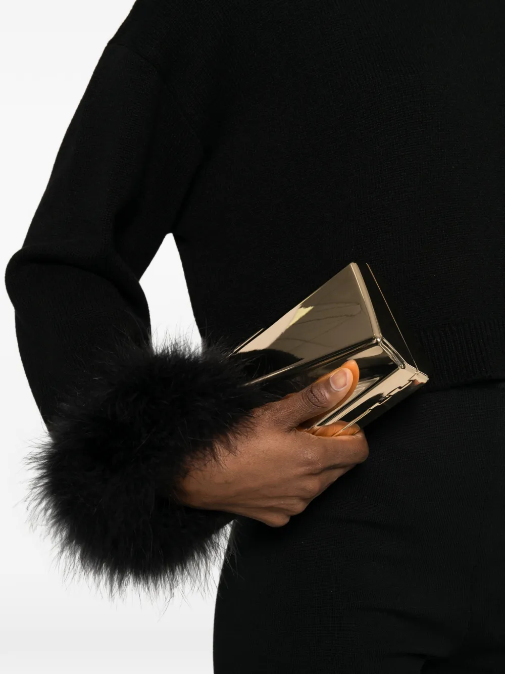 fur-trim sweater