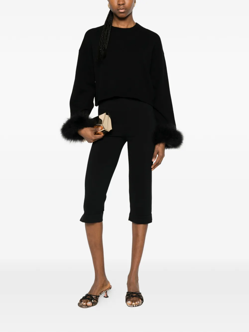 fur-trim sweater