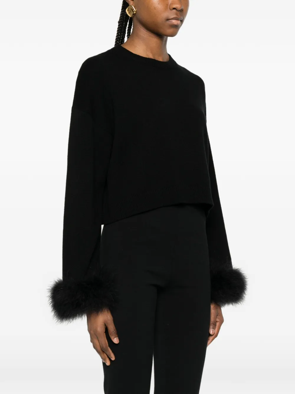 fur-trim sweater