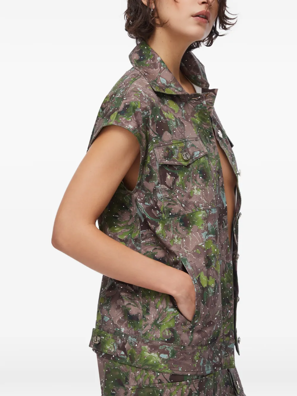 Printed Chest-Pocket Vest