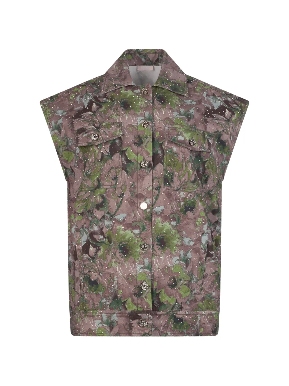 LIU JO printed chest-pocket vest - Marrone