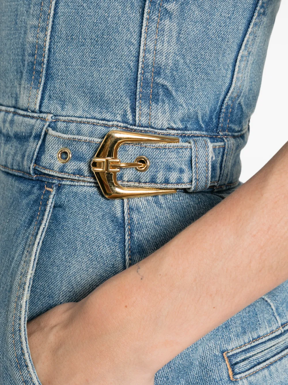 Buckle-Detail Strapless Jumpsuit