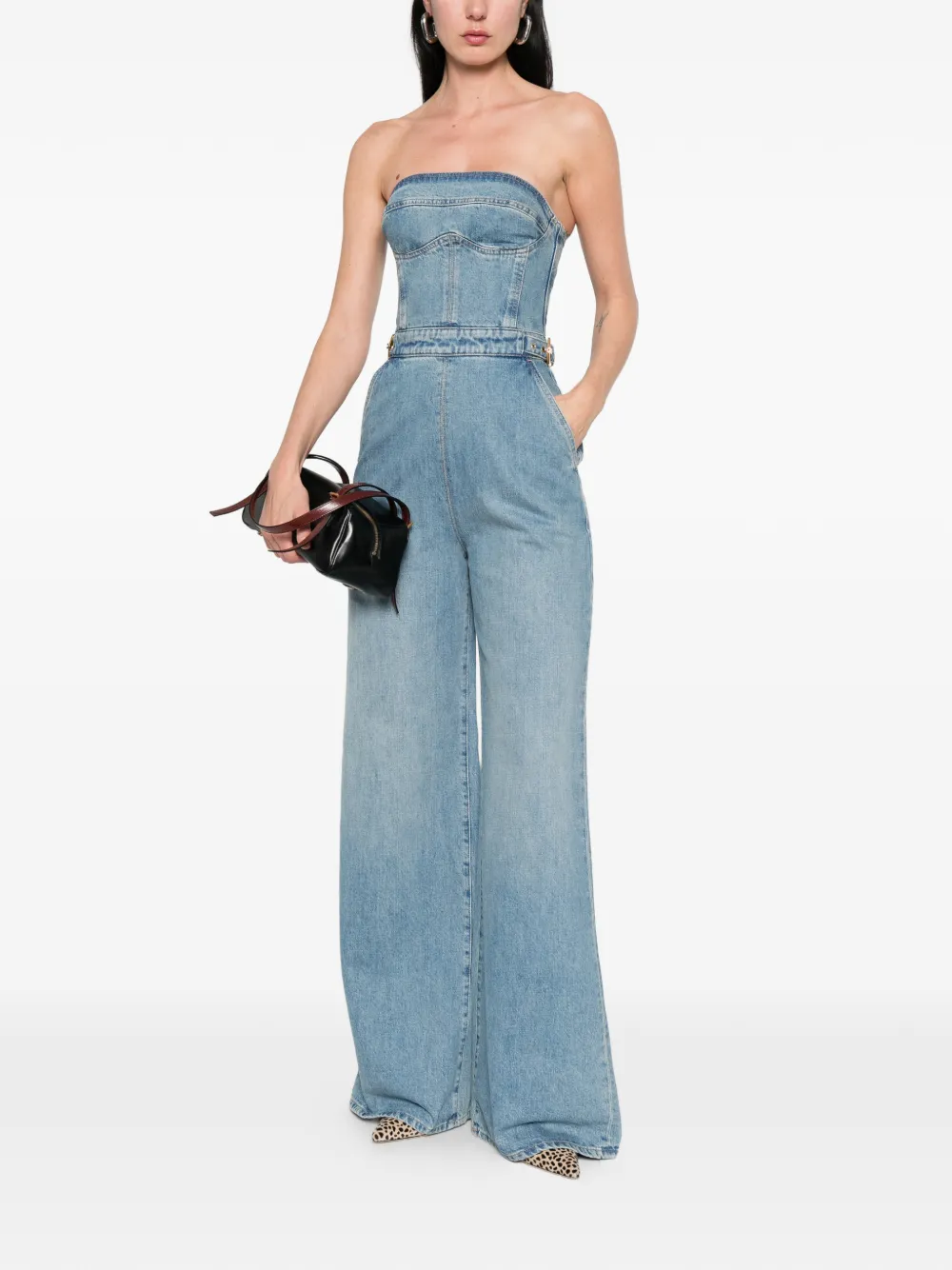 Buckle-Detail Strapless Jumpsuit