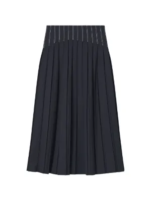 Miu Miu ストライプ プリーツスカート | グレー | FARFETCH JP