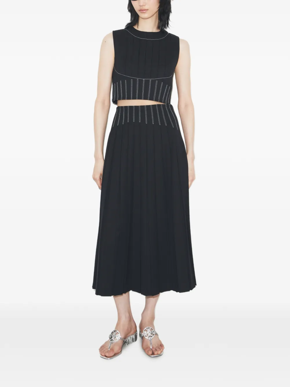 Tory Burch Wollen twill plooirok Zwart