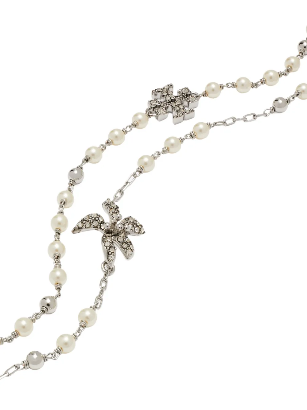  Tory Burch Moondance Multi Strand Pearl Bracelet - Silver 