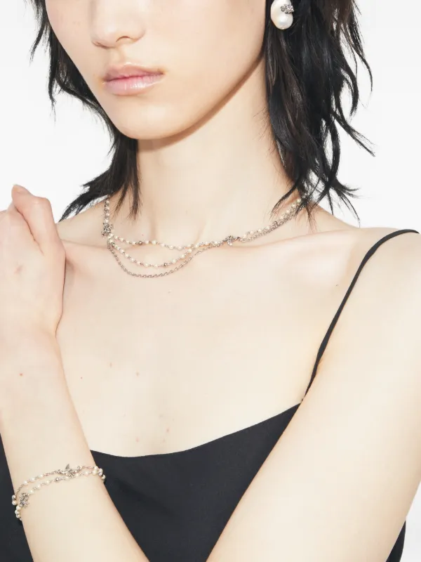 Tory Burch Moondance Multi Strand Pearl Bracelet | Silver | FARFETCH