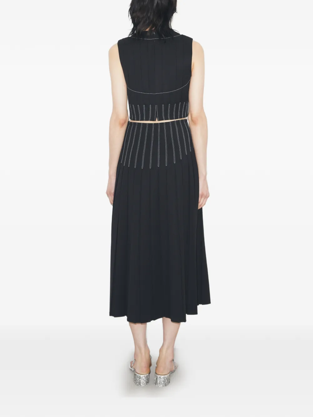  Tory Burch Wool Twill Pleated Top - Black 