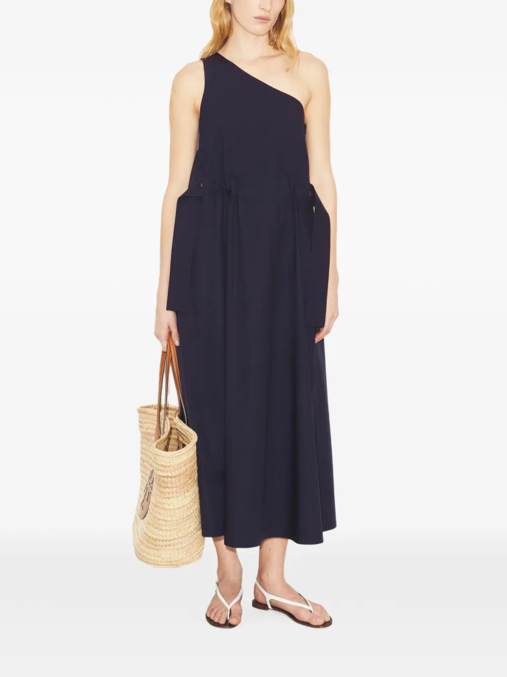 Tory Burch Asymmetrische jurk met ceintuur Blauw