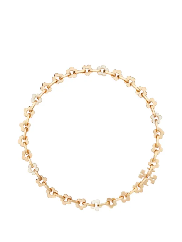 Tory Burch Forget Me Not Interlocking Necklace in Gold