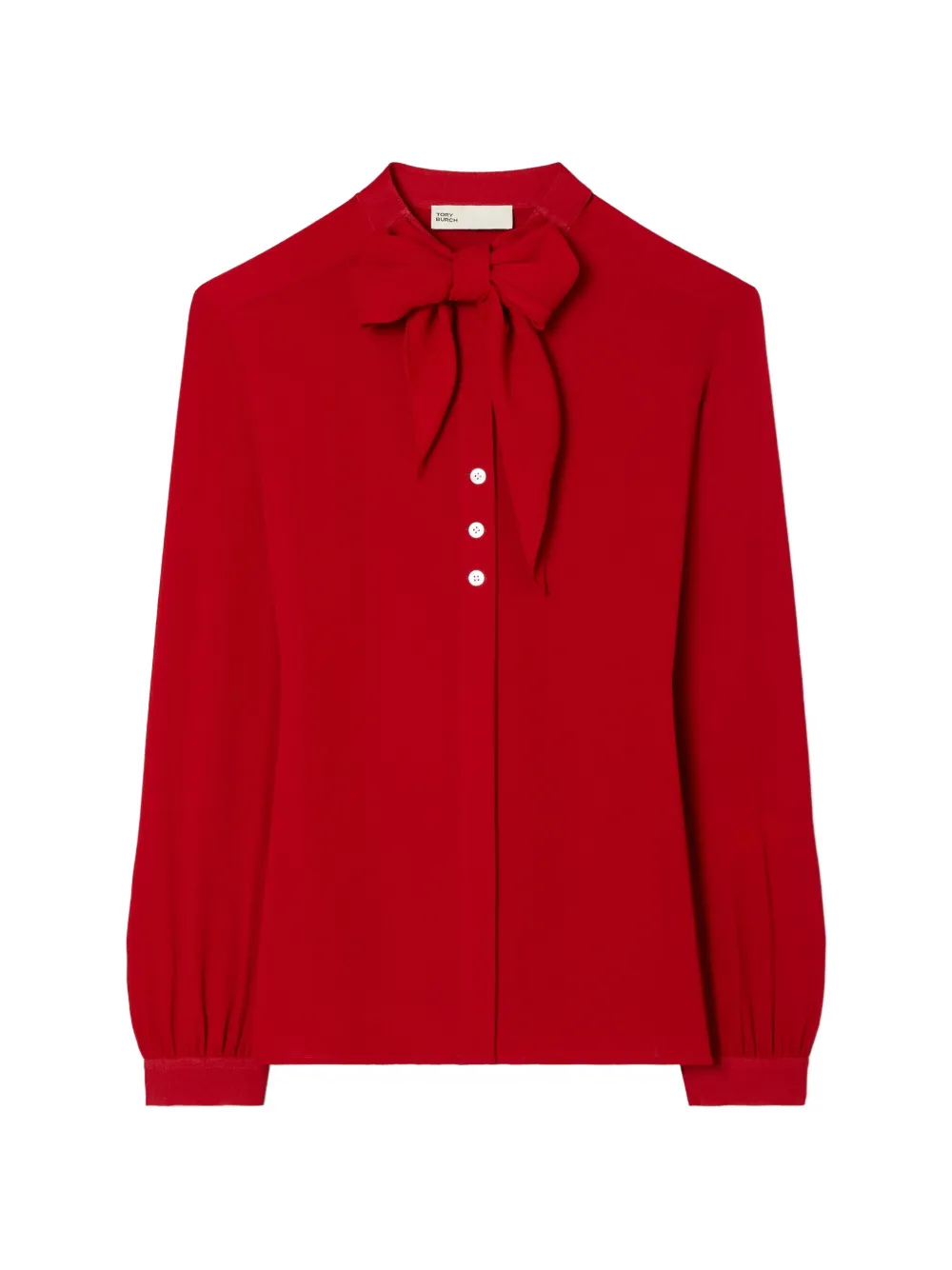 Tory Burch Blusa in georgette con fiocco - Rosso