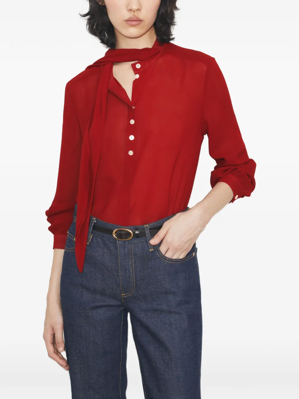 Tory Burch Georgette blouse met strik Rood