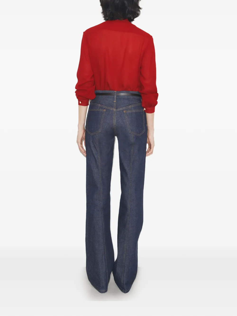  Tory Burch Georgette Bow Blouse - Red 