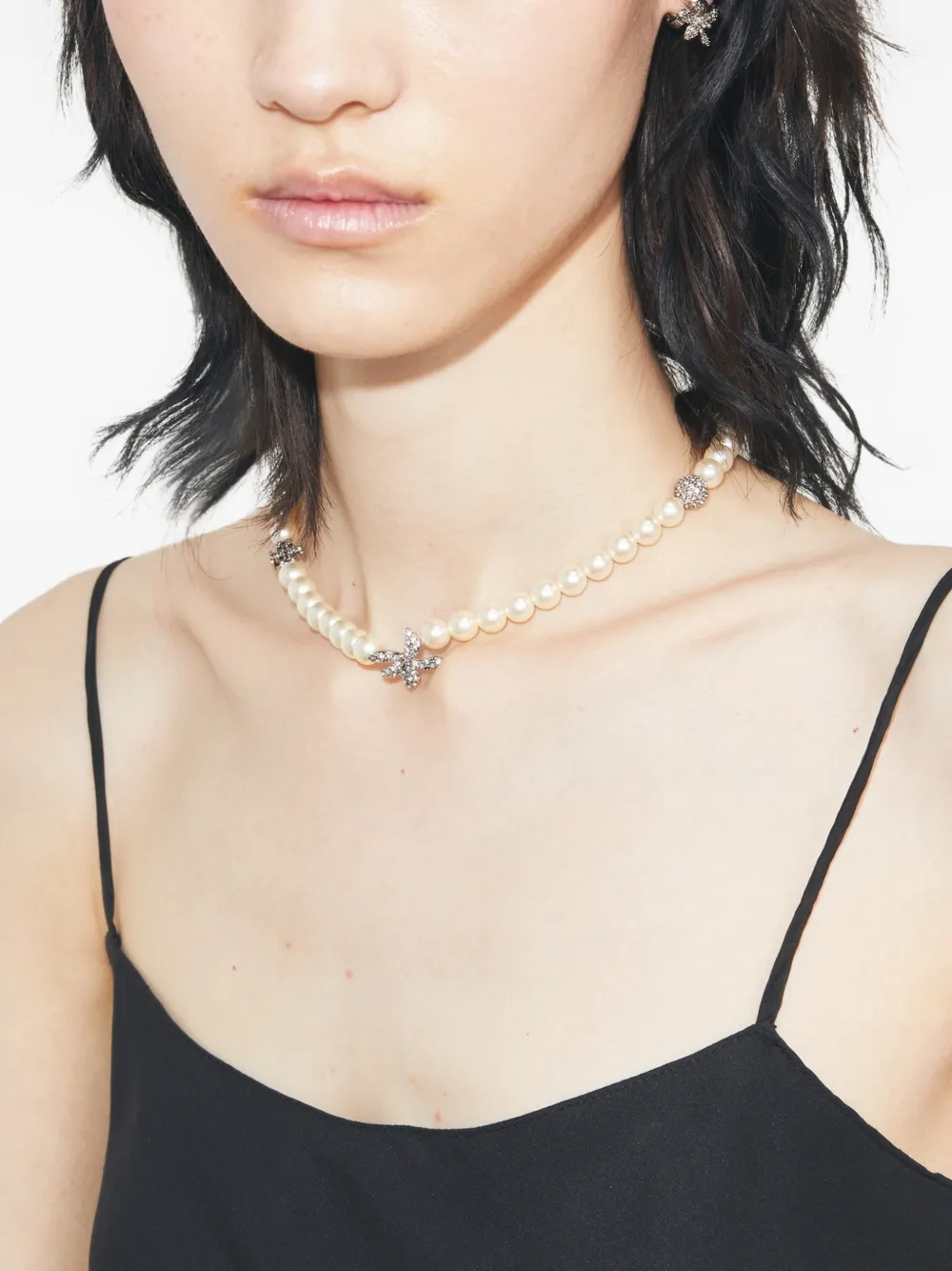 Moondance Pavé Flower Pearl Necklace